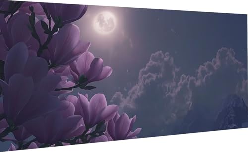 Diamond Painting Mond Diamant Painting Bilder Magnolie Diamond Painting Erwachsene, DIY Diamant Kunst Malerei Stickerei Set Kreuzstich Bilder für Wand Home Decor Kunsthandwerk Geschenke 30x60cm LX-325 von Lixfagng