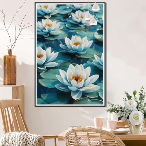 Malen Nach Zahlen Erwachsene Landschaft, Malen Nach Zahlen Lotus, Paint by Numbers ab 7 Jahre Mädchen - DIY Handgemaltes Ölgemälde, Bastelset Erwachsene für Wanddeko Geschenk Ohne Rahmen 30x40cm L8-15 von Lixfagng