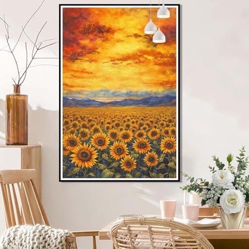 Malen Nach Zahlen Erwachsene Sonnenblume,Malen Nach Zahlen Himmel,Paint by Numbers ab 7 Jahre Mädchen - DIY Handgemaltes Ölgemälde,Bastelset Erwachsene für Wanddeko Geschenk Ohne Rahmen 30x40cm L8-243 von Lixfagng