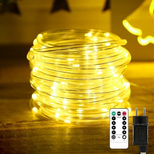 Liyade LED Lichterschlauch Aussen, 20m 200 LEDs Lichtschlauch Außen Innen, 8 Modi & Timer, IP65 Wasserfest Leuchtschlauch Led Schlauch Helligkeit dimmbar für Garten Fest Party Hochzeit (Warmweiß) von Liyade