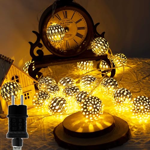 Liyade Marokkanische Lichterkette Innen, 8M 20LED Kugeln Lichterkette Warmweiß, Marrokanisch orientalische Deko für Zimmer Hochzeit Party Ramadan Weihnachten Deko von Liyade