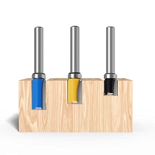 3 Stück Bündigfräser 8 mm, Kopierfräser Router Bit, Bündigfräser Kugellager Oben für Oberfräse 8mm Schaft, Trimm Carving Tool(3-Teiliges Set) (3pack) von Lizaty