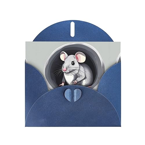 Llkgot Grußkarte mit Maus im Loch, hochwertiges Perlglanzpapier, doppelseitig, Perlmutt-Design von Llkgot