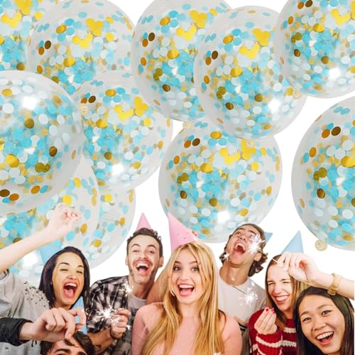 Lmaisdh Goldfarbene Konfetti-Luftballons, Latex-Ballon, 30,5 cm, Konfetti-Ballons, transparent, mehrfarbig, Dekoration für Babyparty von Lmaisdh