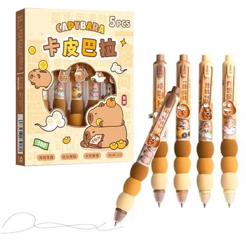 Lmaisdh Kugelschreiber, löschbare Tinte, niedliche Stifte, löschbare Tinte, Cartoon-Capybara-Stifte 0,5 mm, feine Spitze, schwarze Tinte, Schulstifte für Mädchen und von Lmaisdh