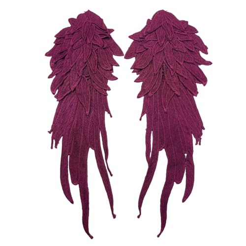 Lmlliang 1 Paar Weinrote Stickerei Engelsflügel Applikation Nähen Blume Kragen Patch Flügelform Trim Patches für Kleid Kleidung Zubehör von Lmlliang