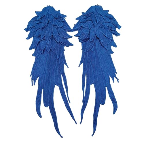 Lmlliang 1 Paar blaue Stickerei Engelsflügel Applikation Nähen Blume Kragen Patch Flügelform Trim Patches für Kleid Kleidung Zubehör von Lmlliang