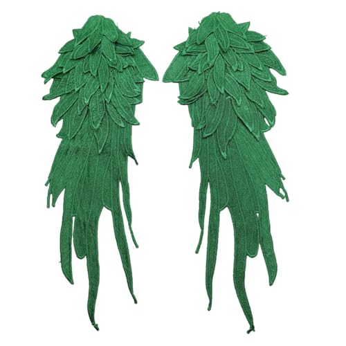 Lmlliang 1 Paar grüne Stickerei Engelsflügel Applikation Nähen Blume Kragen Patch Flügelform Trim Patches für Kleid Kleidung Zubehör von Lmlliang