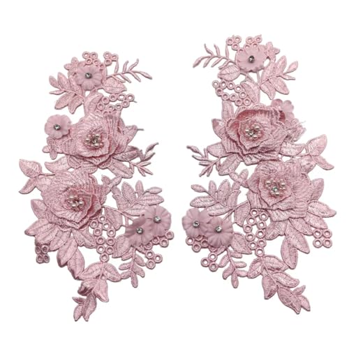 Lmlliang 1 Paar rosa 3D-Spitzenperlen mit Blumenapplikation, Aufnäher, Stickapplikationen, DIY, Hochzeit, Nähen, Basteln, Dekoration, B von Lmlliang