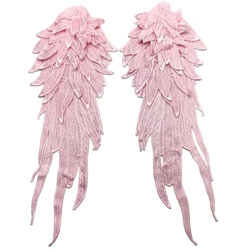 Lmlliang 1 Paar rosa Stickerei Engelsflügel Applikation Nähen Blume Kragen Patch Flügelform Trim Patches für Kleid Kleidung Zubehör von Lmlliang