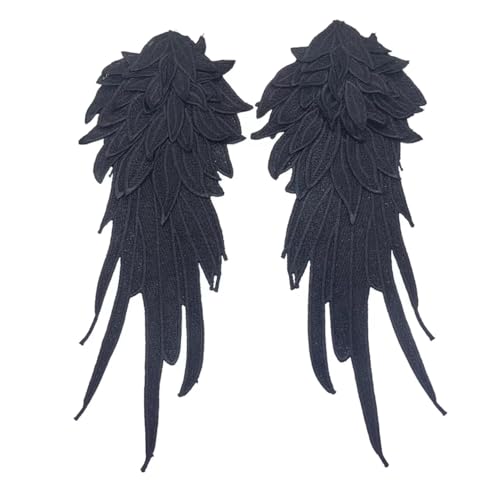 Lmlliang 1 Paar schwarze Stickerei Engelsflügel Applikation Nähen Blume Kragen Patch Flügelform Trim Patches für Kleid Kleidung Zubehör von Lmlliang