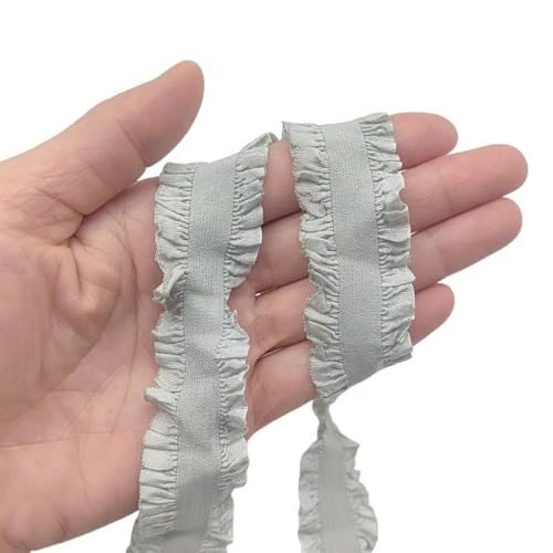 Lmlliang Elastischer Spitzenbesatz, Stretch-Baumwollband, weiche Rüschen, elastischer Rand zum Nähen, Dessous, Basteln, Verpacken, Hochzeitsdekoration, 9,1 m, Grau von Lmlliang