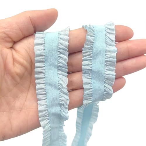 Lmlliang Elastischer Spitzenbesatz, Stretch-Baumwollband, weiche Rüschen, elastischer Rand zum Nähen, Dessous, Basteln, Verpacken, Hochzeitsdekoration, 9,1 m, Hellblau von Lmlliang