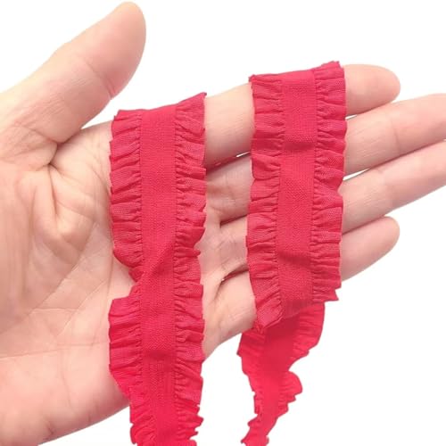 Lmlliang Elastischer Spitzenbesatz, Stretch-Baumwollband, weiche Rüschen, elastischer Rand zum Nähen, Dessous, Basteln, Verpacken, Hochzeitsdekoration, 9,1 m, Rot von Lmlliang