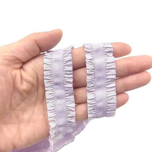 Lmlliang Elastischer Spitzenbesatz, Stretch-Baumwollband, weiche Rüschen, elastischer Rand zum Nähen, Dessous, Basteln, Verpacken, Hochzeitsdekoration, 9,1 m, Violett von Lmlliang