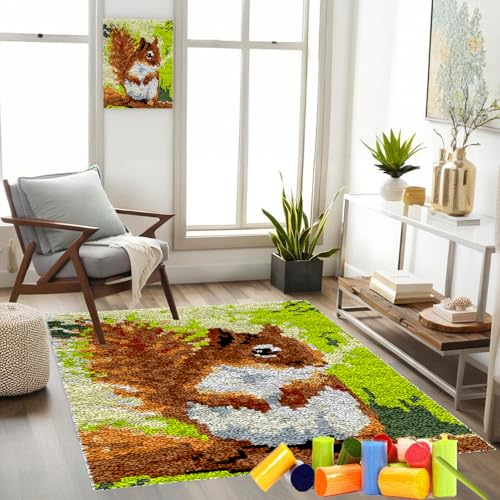 Lmyoieqm Knüpfhaken-Teppich-Set DIY-Knüpfhaken Teppichherstellungs-Set für Erwachsene Kreuzstich-Set Teppichherstellung Heimdekoration DIY Stickkissen Teppich knüpfteppich 90 x 120 cm von Lmyoieqm