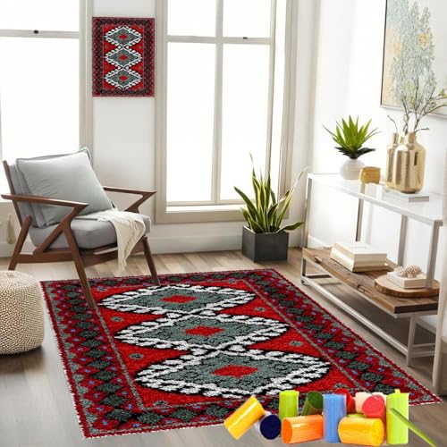 Lmyoieqm Knüpfteppich Zum Selber Knüpfen-Sets Handarbeit Selbst Knüpfen Set, Groß Latch Hook Rug Vorgedrucktes Muster Teppich Stickerei Handwerk Für Erwachsene Handarbeiten DIY Teppich 80 x 115 cm von Lmyoieqm