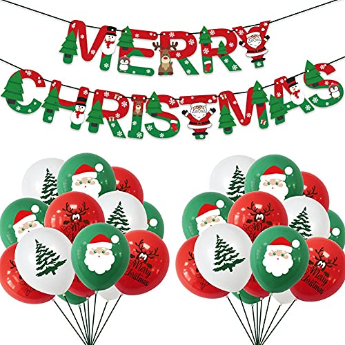 Lmzzdld Frohe Weihnachten Ballons Weihnachten Weihnachtsmann Elch Weihnachten Feier Weihnachten Papier Banner Dekorationen für Zuhause Neues Jahr B von Lmzzdld