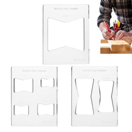 Lnhgh Bowtie Router Template Jig Kit, Wood Inlay -Vorlagen - 3x Acrylrouter inlay | Transparent markierte Messungen zur Verbesserung von Scrapbooking- und Kartenherstellungsprojekten von Lnhgh