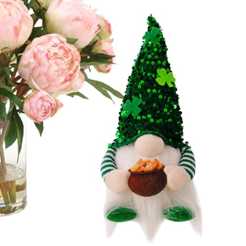 Lnhgh St. Patricks Day Gnome, St. Patricks Day Gnomes Plüsch | Glückliche grün beleuchtete Zwerge, Dekorationen für Zuhause mit Kleeblatt-Paillettenhut - Tischdekoration, skandinavische von Lnhgh