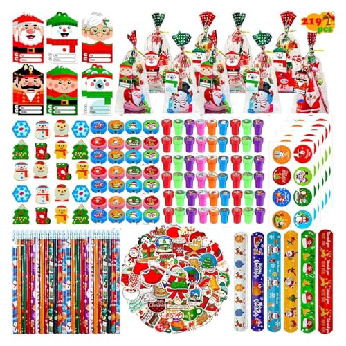 Lnhgh Weihnachts-Schreibwaren-Set, Weihnachts-Briefpapier-Partygeschenk, Schreibwaren, Partyzubehör, 219 Stück, Bleistift-Leckerli-Beutel, Klassenzimmer-Briefpapier, von Lnhgh