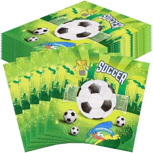 40 Stück Servietten Fussball,Servietten Fussball Set,servietten kindergeburtstag junge Grün Geeignet für Fußballspiele,servietten kindergeburtstag für Geburtstagsfeiern Fußball Dekorationen von Lnjya