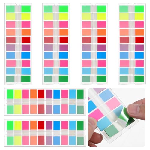 Lnngub 1200 Stück Haftnotizen, Selbstklebende Index-Registerkarten Bunte PET Wasserfeste Haftnotizen für Seitenmarkierung Beschriftbare Sticky Notes Tabs für Büros, Schulen, Zuhause (10 Farben) von Lnngub