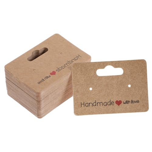 Lnngub Ohrringkarten zum Verkauf, 5,1 x 3,4 cm, Kraft-Ohrring-Display-Halter, Karten, Ohrringverpackung, handgefertigt mit Liebe, Ohrringkarten mit 2 Löchern, Ohrring-Papierhalter zum Verkauf von von Lnngub