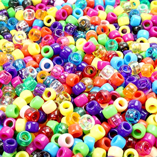 Lnvision 1000 Stück Pony Perlen 6x8mm Bunte transparent Kunststoff Barrel Pony Beads Bastelperlen sortierte mischfarbige Perlen für DIY Schmuck Herstellung von Lnvision