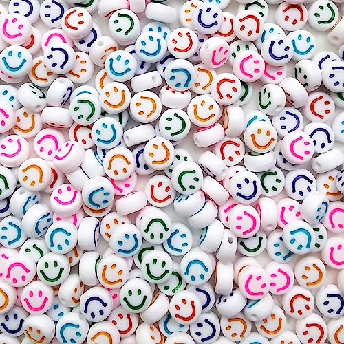 Lnvision 500 Stück Smiley Gesicht Perlen 7x4mm Glücklich Gesicht Abstandshalter Perlen für DIY Dummkopf Armband Ohrern Halskette Handwerk Herstellung Lieferungen Farben von Lnvision