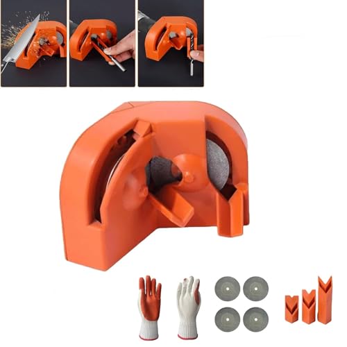 Bohrerschärfer, Mehrzweck-Bohrerschärfer for alle Bohrer (5/64 Zoll – 5/8 Zoll), Schleifwerkzeug for Fräsbohrmaschinenklingen mit 4 Schleifrädern und Handschuhen(Orange+4*Abrasive discs) von LoKori