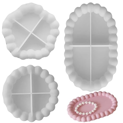 3 Stück Silikonform Tablett, Oval Resin Gießformen Bubble Tablett, Silikonform Bubble Untersetzer Harz Resin, Epoxidharz Formen für DIY Bastelprojekte Heimdekoration Untersetzer von LoNinLoAn