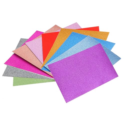 30 Blatt Glitzerpapier zum Basteln 21x29.7cm A4 Glitzer Papier 10 Farben 250g/m² Glitzerkarton Selbstklebende Glitzer Bastelpapier zum Basteln und Gestalten von LoNinLoAn