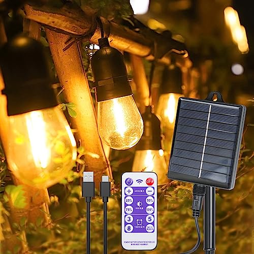 LoQuick Lichterkette Außen Solar, 10 Leds 5M Lichterkette Solar Außen Glühbirnen IP42 Wetterfest, 8 Modus Solarlichterkette Retro Lights Birnen für Terrasse Garten, Balkon, Party, Haus Deko, Warmweiß von LoQuick