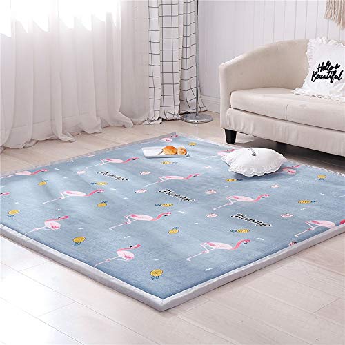 Loartee Kinderteppich Kinderzimmer,Baby Teppich,Korallenrote Samtmatte,als Krabbeldecke fürs Kind, Flamingo, 100x200cm von Loartee