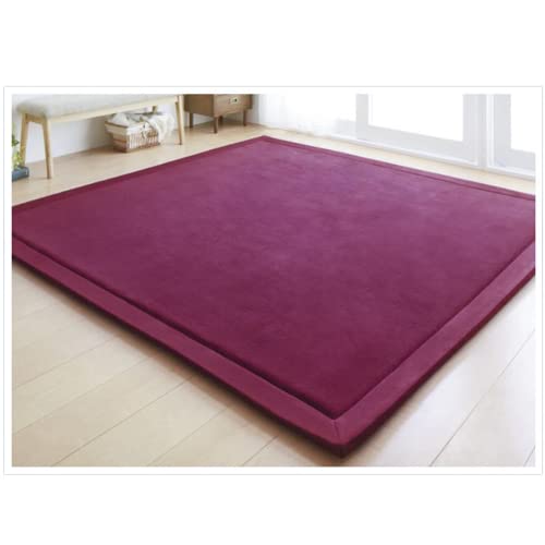 Loartee korallen Samtmatte, Teppich, als Krabbeldecke fürs Kind, Yogamatte und Übungsauflage geeignet, Grape Red, 150 * 150cm von Loartee