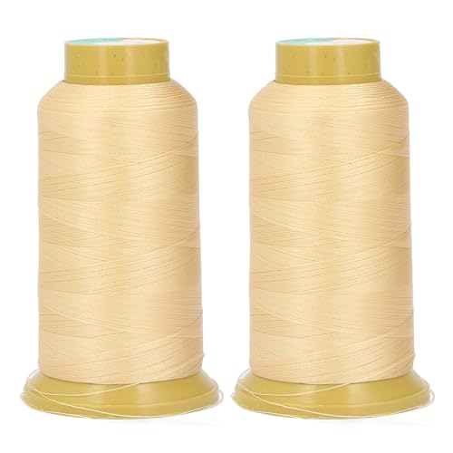 2 x Nähgarnkegel, hohe Zugfestigkeit, Stickgarnspulen, geeignet zum Quilten, Nähen, Polyester-Maschinengarn (beige) von Loboo Idea