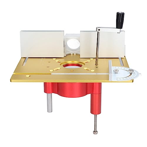 LOCADENCE Oberfräsen Hebeset, Edelstahl Stützstange, Holzbearbeitungs Hebebasis Kit, Elektrisches Oberfräsen Tisch Einsatzplatten Hebebasis Kit für Oberfräse, Hubtisch (Gold) von Locadence