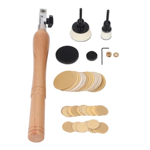 Locadence Bowl Schleifwerkzeugkit, Handschalenschleifer Kit mit 1 Zoll 2 Zoll Pads 50pcs Schleifscheiben, Holzgriff Schalen -Schleifer -Kit, Schleifwerkzeug für Holzbearbeitung von Locadence