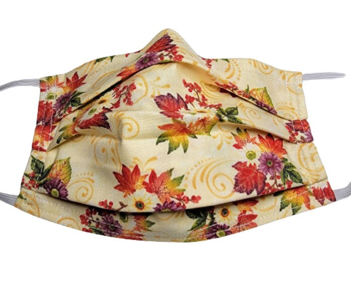 Florale Herbstmaske Verstellbare Wiederverwendbare Gesichtsmaske Mit Nasennadel Draht Und Filterfach Doppellagig 100% Baumwolle von LochNessLocker