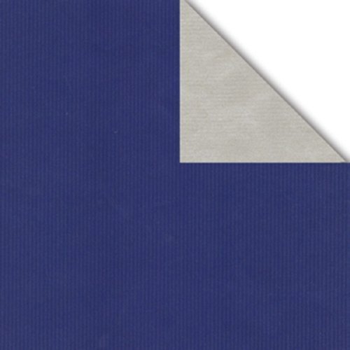 LochnerVerpackung Geschenkpapier Rolle 2-seitig Blau/Silber 50cm x 50m von LochnerVerpackung