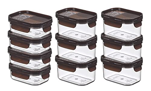 Lock&Lock BisFree Modular Frischhaltedosen-Set gleiche Deckel 10-teilig (4x Box 260ml, 6x Box 450ml) stapelbar und SeleXions Multifunktion Olivenholz-Spachtel von LocknLock