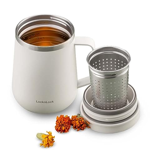 LocknLock Metro Teetasse, elfenbeinfarben, 400 ml, Tee- und Kaffeebecher, Tassen mit Tee-Ei, Deckel und Griff, doppelwandiger Edelstahl, vakuumisoliert, Reisebecher LocknLock Metro Teetasse, elfenbeinfarben, 400 ml, Tee- und Kaffeebecher, Tassen mit Tee-Ei, Deckel und Griff, doppelwandiger Edelstahl, vakuumisoliert, Reisebecher von LocknLock