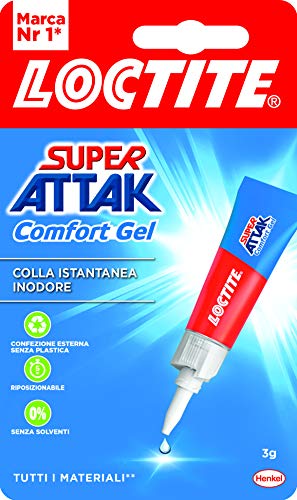 Loctite Super Attak Comfort Gel, transparenter und starker Superkleber, extra starker Schuhkleber mit geruchsfreier Gelformel, starker Kleber für alles, das nicht an den Fingern haftet, 1 x 3 g von Loctite