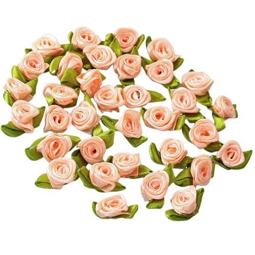 Lodoot 100 Stück kleine Rose Blume gepolsterte Applikationen Patches Handwerk Kleidung Nähen Zubehör Frau Haarband Applikationen kleine gelbe Ente Haarnadel mit bunten Rosen von Lodoot