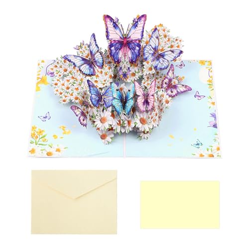 Lodoot 3D Schmetterling und Blume Popup Postkarte Handgemachte Grußkarte mit Umschlag für Geburtstag Jahrestag für Lehrer Papiermarmelade von Lodoot