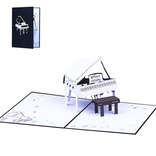 Lodoot Kreative 3D-Popup-Grußkarte, zarte, handgefertigte 3D-Klavier-Popup-Karte, Grußkarte für Zuhause, Büro, Dekoration, Papierstau von Lodoot