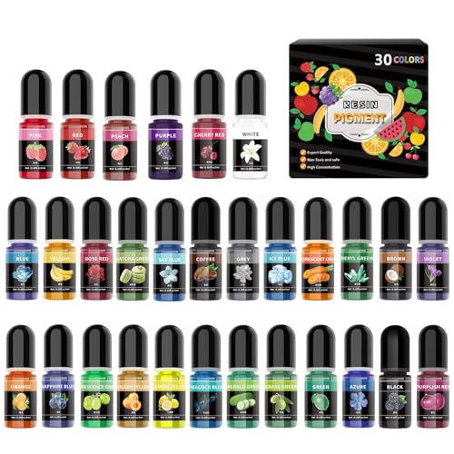 Lodoot Mehrzweck-Epoxidharz-Farbset, 30 lebendige Farben, 5 ml, Ölbasis, Nachtfarbstoff für Schmuckherstellung und Bastelbedarf, Samen von Lodoot