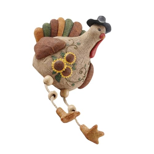 Lodoot Thanksgiving-Truthahn-Figur, Kunstharz, Herbstvogel, Statue für Innen- und Außenbereich, handgefertigt, Tischdekoration, Ornament aus Kunstharz von Lodoot