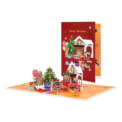 Lodoot Weihnachtshäuser-Grußkarten, bunt, 3D-Popup-Weihnachtskarten-Set, handgefertigt, Urlaubsgrüße für Neujahr, Papiermarmelade von Lodoot